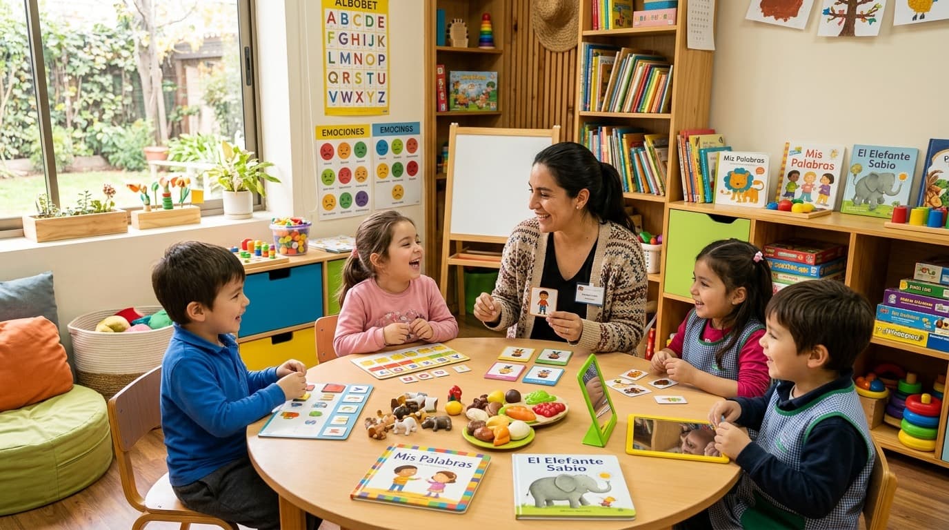 Niños aprendiendo en la Escuela de Lenguaje Ruth